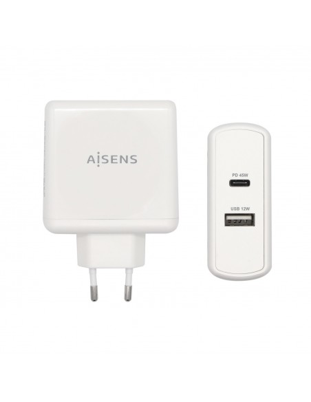 AISENS CARGADOR 57W 1xUSB-C PD3.0 45W 1xUSB-A 5V 2.4A 12W BLANCO