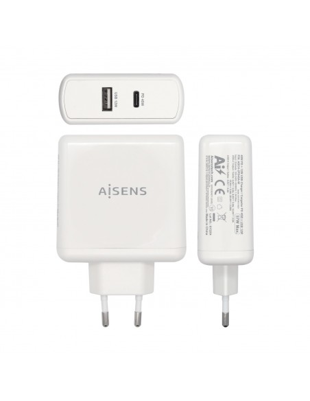 AISENS CARGADOR 57W 1xUSB-C PD3.0 45W 1xUSB-A 5V 2.4A 12W BLANCO