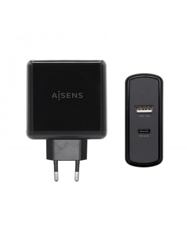 CARGADOR 57W AISENS 1xUSB-C PD3.0 45W 1xUSB-A 5V 2.4A 12W NEGRO
