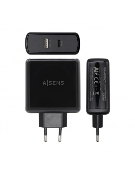 CARGADOR 57W AISENS 1xUSB-C PD3.0 45W 1xUSB-A 5V 2.4A 12W NEGRO
