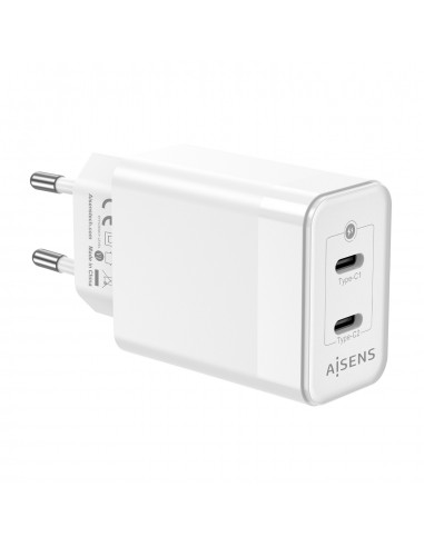 CARGADOR GAN AISENS 45W 2XUSB-C PD3.0 QC4.0 BLANCO