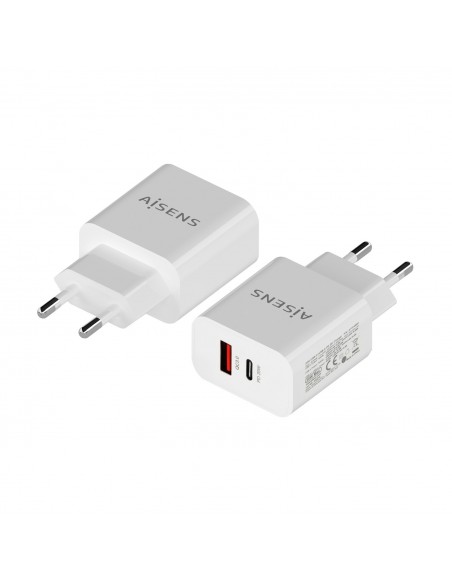 CARGADOR AISENS 20W 1xUSB-C PD3.0 1xUSB-A QC3.0 BLANCO