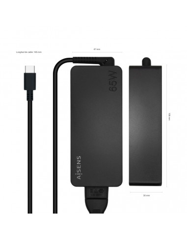 CARGADOR AISENS 65W PD3.0 1XUSB-C 1.8M NEGRO