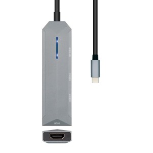 HUB AISENS USB-C DOCK 4 EN 1 USB-C A 1xHDMI 2xUSB 1xPD GRIS 15CM 2