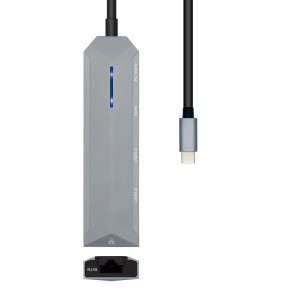 HUB AISENS USB-C DOCK 5 EN 1 USB-C A 1xHDMI 1xRJ45 2xUSB 1xPD GRIS 15CM 2