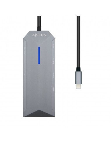 HUB AISENS USB-C DOCK 8 EN 1 USB-C 1xHDMI 1xRJ45 3xUSB 1xPD 1xSD 1xMICR-SD 15CM