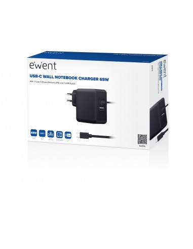 CARGADOR PORTATIL EWENT USB C 65W PUERTO ADICIONAL USB A
