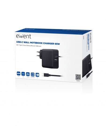 CARGADOR PORTATIL EWENT USB C 65W PUERTO ADICIONAL USB A