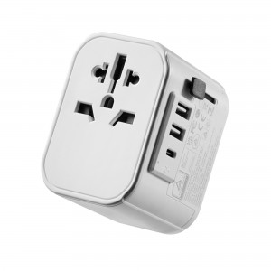 ADAPTADOR DE VIAJE EWENT 2 PUERTOS USB Y TIPO-C USA UK AUS CHINA