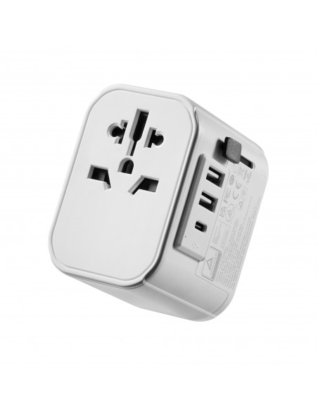 ADAPTADOR DE VIAJE EWENT 2 PUERTOS USB Y TIPO-C USA UK AUS CHINA