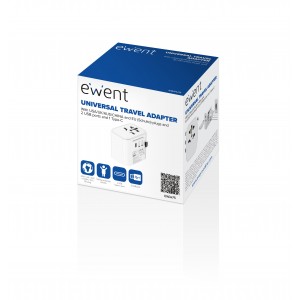 ADAPTADOR DE VIAJE EWENT 2 PUERTOS USB Y TIPO-C USA UK AUS CHINA 2