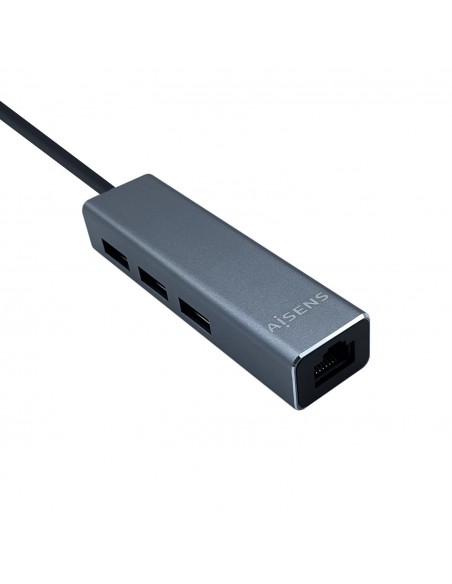 HUB AISENS USB 3.0 A ETHERNET GIGABIT HUB 3XUSB3.0 GRIS 15CM