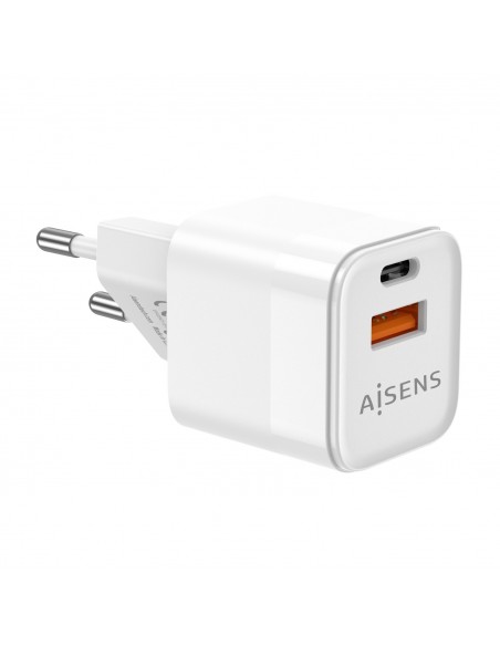 CARGADOR GAN AISENS 30W 1XUSB-C PD3.0 QC4.0 1XUSB-A QC3.0 BLANCO