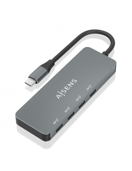 HUB AISENS USB 3.2 GEN2 10G USB-C M-4XUSB-C H 15CM GRIS
