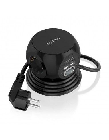 REGLETA ENCHUFES AISENS 3 TOMAS + 2XUSB-C, 2XUSB-A 1.4M NEGRO
