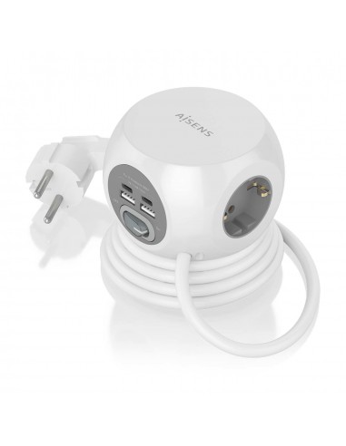 REGLETA ENCHUFES AISENS 3 TOMAS + 2XUSB-C, 2XUSB-A 1.4M BLANCO
