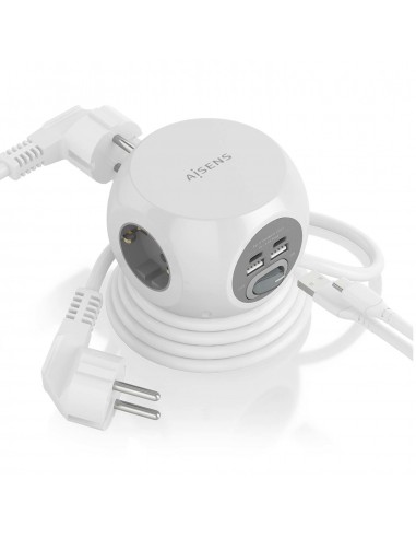 REGLETA ENCHUFES AISENS 3 TOMAS + 2XUSB-C, 2XUSB-A 1.4M BLANCO