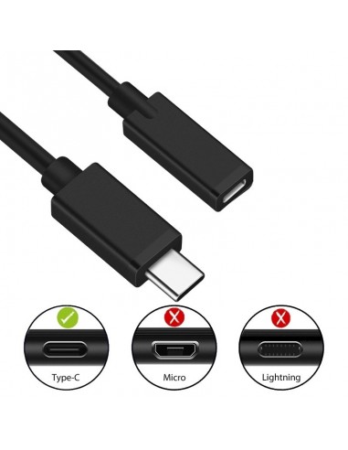 CABLE ALARGADOR USB 2.0 EWENT USB-C MACHO USB-C HEMBRA 1,8m NEGRO