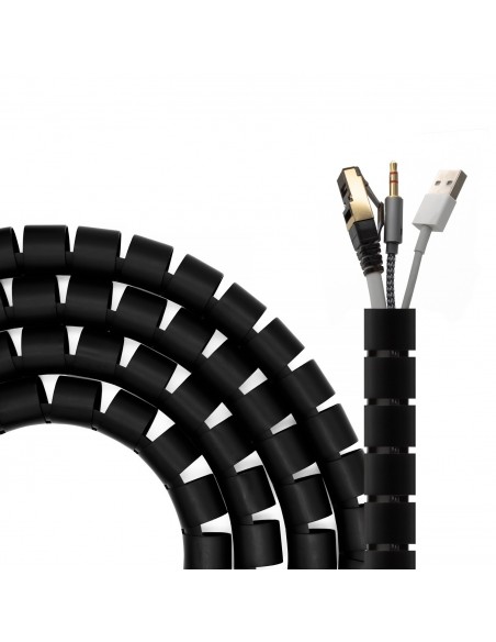 ORGANIZADOR CABLES AISENS ESPIRAL 25MM NEGRO 2mts