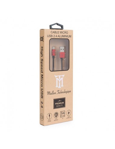 CABLE MAILLON PREMIUM MICRO USB 2.4 ALUMINIO ROJO 1M