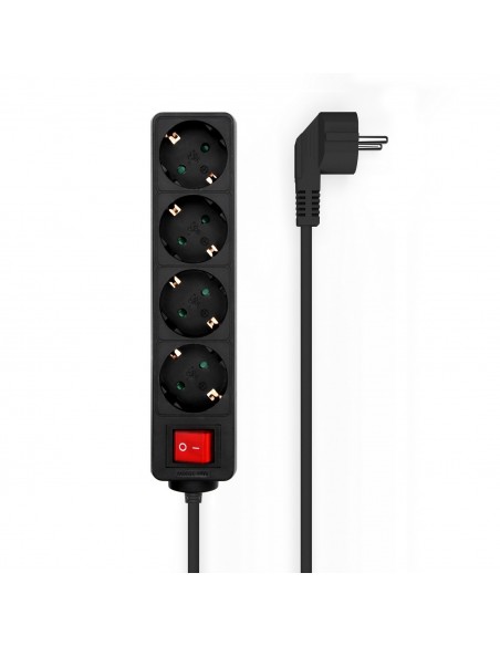 REGLETA AISENS BASE 4 TOMAS INTERRUPTOR CABLE 3x1.5MM2 1.4M NEGRO