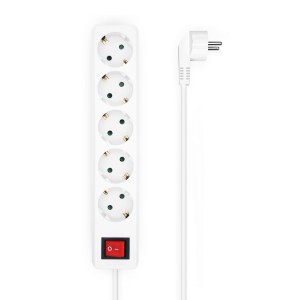 REGLETA AISENS BASE 5 TOMAS INTERRUPTOR CABLE 3x1.5MM2 1.4M BLANCO