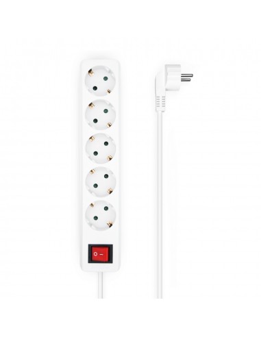 REGLETA AISENS BASE 5 TOMAS INTERRUPTOR CABLE 3x1.5MM2 1.4M BLANCO