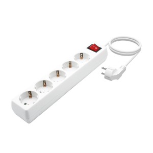 REGLETA AISENS BASE 5 TOMAS INTERRUPTOR CABLE 3x1.5MM2 1.4M BLANCO 2