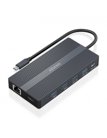 DOCK AISENS 12 EN 1 USB-C A 2xHDMI DP RJ45 4xUSB-A USB-C USB-C PD 20CM
