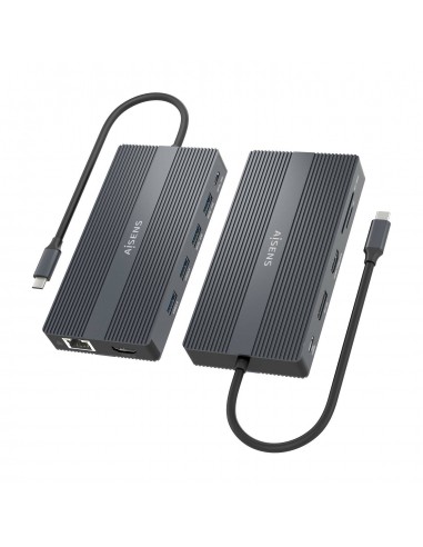 DOCK AISENS 12 EN 1 USB-C A 2xHDMI DP RJ45 4xUSB-A USB-C USB-C PD 20CM