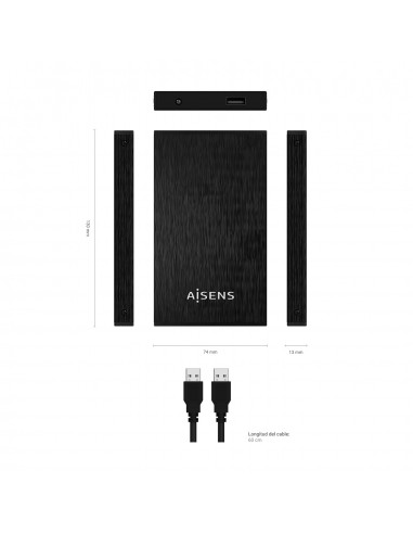 CAJA EXTERNA 2.5" AISENS 9.5MM SATA A USB 3.0 USB3.1 GEN1 NEGRA