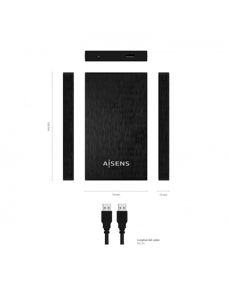 CAJA EXTERNA 2.5" AISENS 9.5MM SATA A USB 3.0 USB3.1 GEN1 NEGRA