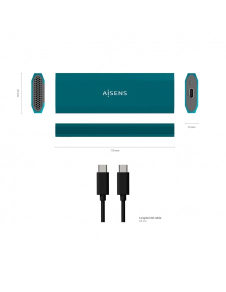 CAJA EXTERNA AISENS M.2 NGFF ASM2-019BLU SATA NVME A USB3.1 GEN2 AZUL