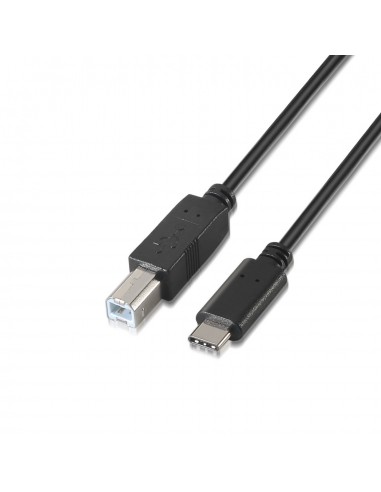 CABLE AISENS USB 2.0 IMPRESORA 3A, TIPO USB-C M-B M, NEGRO, 2.0M