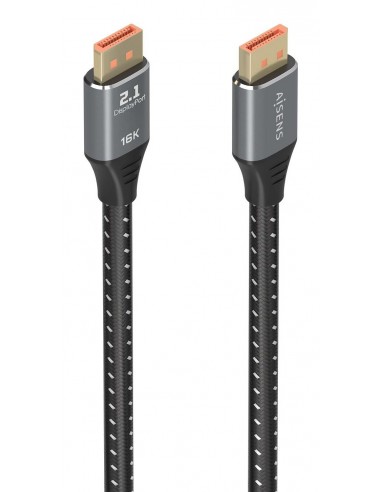 CABLE AISENS DISPLAYPORT V2.1 16K@60HZ 80GBPS DP M-DP M NEGRO 1.0M