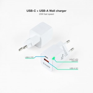 CARGADOR DE PARED TOOQ USB-C PD USB-A QC 20W 2