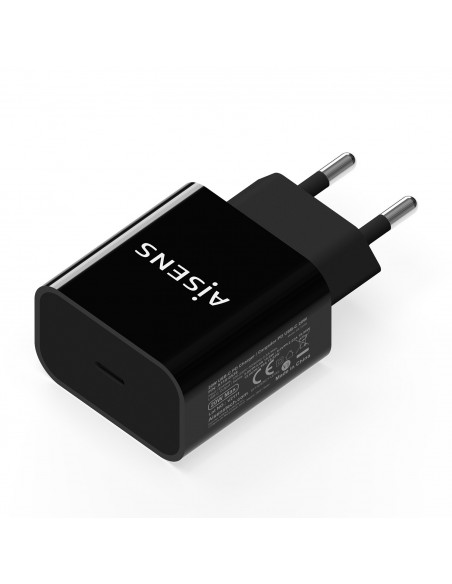 CARGADOR USB-C AISENS PD3.0 1 PUERTO 1xUSB-C 20W NEGRO