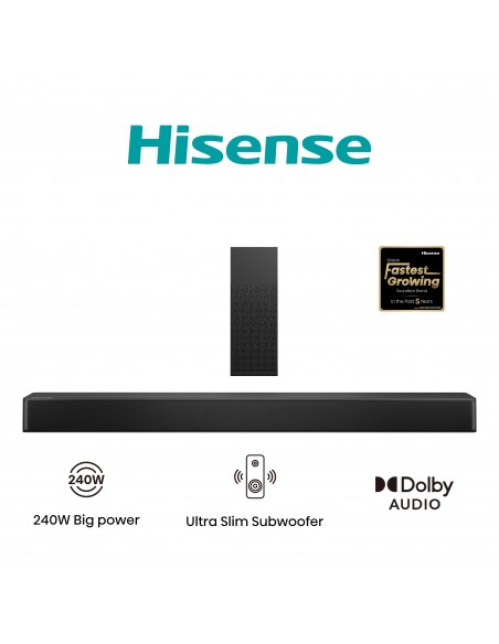 BARRA SONIDO HISENSE HS2100 240W 50 20KHZ BLUETOOTH HDMI ARC