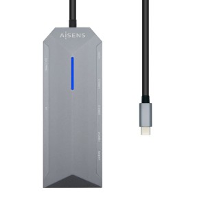 HUB AISENS 9 EN 1 USB-C DOCK HDMI RJ45 3xUSB PD AUDIO SD MICRO SD GRIS 15CM 2