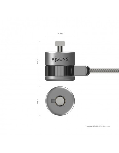 CABLE SEGURIDAD AISENS CERRADURA LLAVE 1.5M