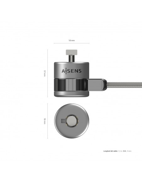 CABLE SEGURIDAD AISENS CERRADURA LLAVE 1.5M