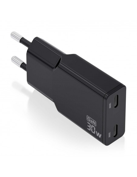 CARGADOR AISENS GAN ULTRA DELGADO 30W 2XUSB-C PD3.0 QC4.0 NEGRO
