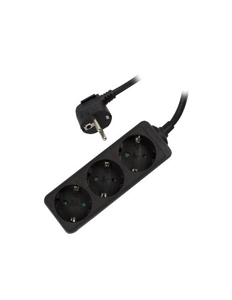 REGLETA EWENT 3 TOMAS SHUKO 16A ENCHUFE NEGRA