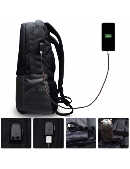MOCHILA EWENT PARA PORTATIL- 17.3'' NEGRA CON PUERTO DE CARGA USB