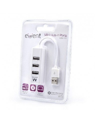 HUB EWENT USB 2.0 HIGH SPEED USB-A 4 PUERTOS BLANCO