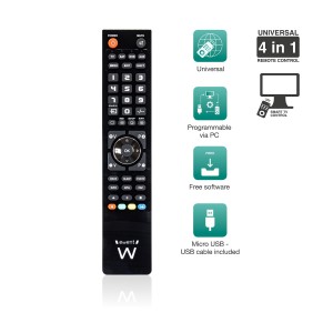 MANDO DISTANCIA EWENT UNIVERSAL 4-1 PROGRAMABLE -PC CON CABLE MICRO USB 2