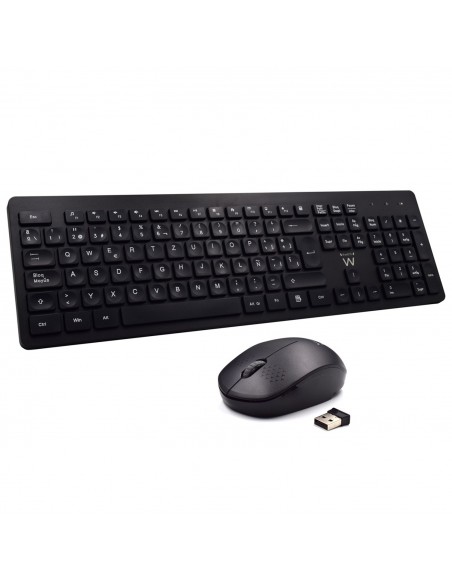COMBO INALAMBRICO EWENT TECLADO Y RATON ESPAÑOL NEGRO TECLAS CONCAVAS