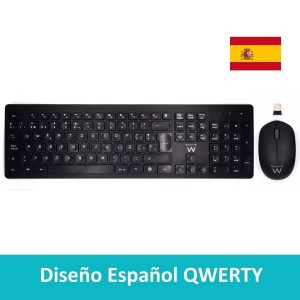 COMBO INALAMBRICO EWENT TECLADO Y RATON ESPAÑOL NEGRO TECLAS CONCAVAS 2