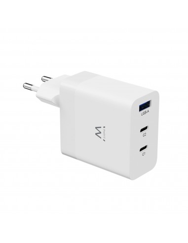 CARGADOR MOVIL EWENT CARGA RAPIDA PUERTOS 2 USB-C Y 1 USB-A 65W BLANCO
