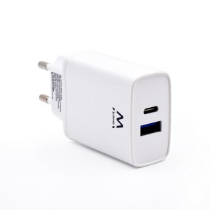 CARGADOR MOVIL EWENT CARGA RAPIDA PUERTOS USB-C Y USB-A 20W BLANCO